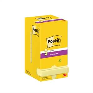 3M Post-it Z-Notes 76 x 76 mm, Super Sticky Yellow - 12 pack